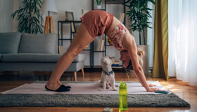 Lady And Dog Doing Yoga Landscape