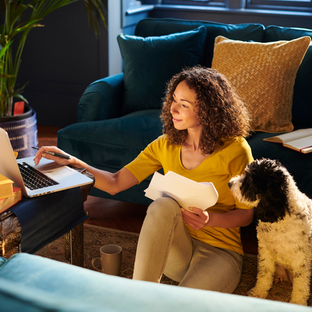Lady On Laptop With Dog