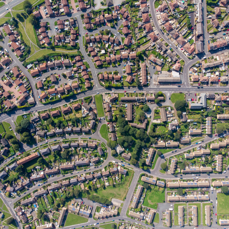 Aerial photo of the British town