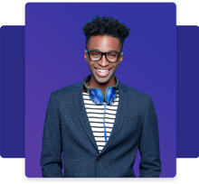 Young Man In Jacket Wearing Headphones
