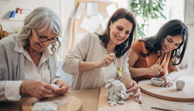 Women Doing Pottery Together Landscape