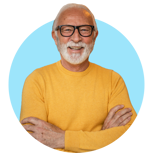 Senior Adult Male Wearing Yellow Jumper Blue Circle