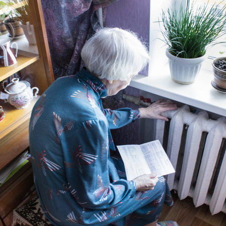 Older lady worried about heating bills