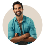 Male Denim Shirt Beige Circle