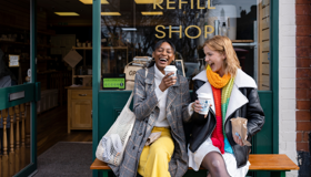 Friends drinking coffee chatting