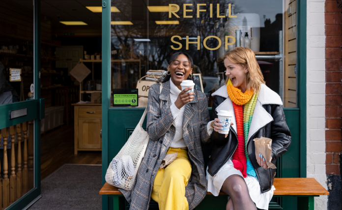 Friends drinking coffee chatting