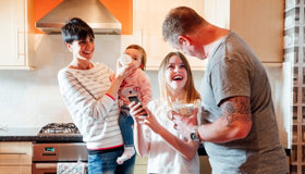 Happy Family With Baby And Child Landscape