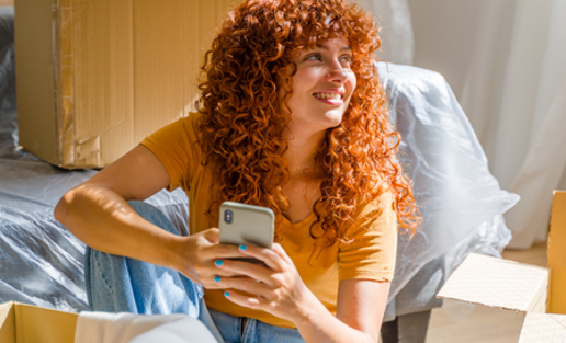 Red Haired Lady Moving House