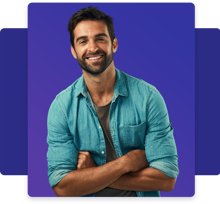 Middle Aged Man Smiling Weating Denim Shirt