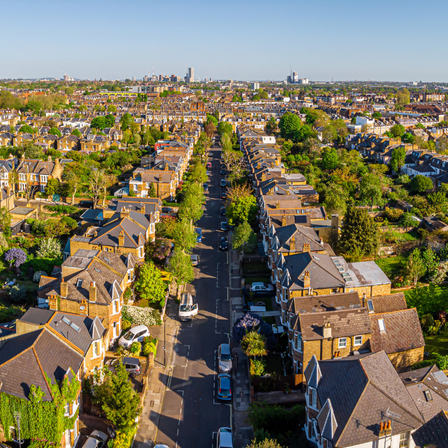 Aerial View Of London Suburb