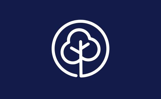 White Tree Icon Blue Background