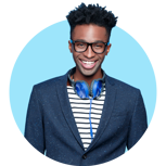 Young Male Headphones Blue