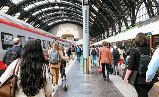 Busy Train Station