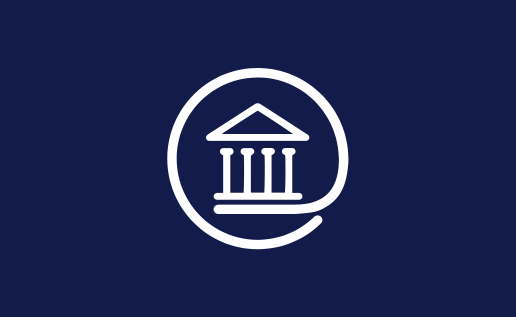 White Bank Icon Blue Background