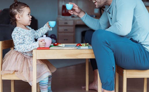 Dad And Daughter Playing Tea Parties