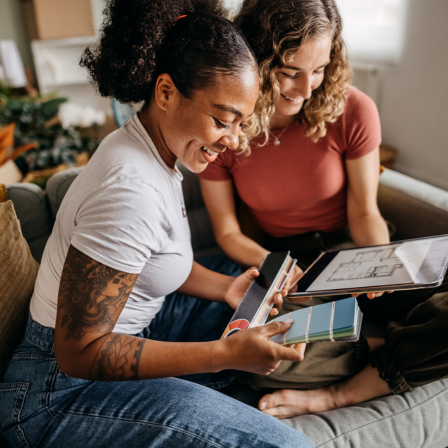 Two Women Planning Home Decorating Together